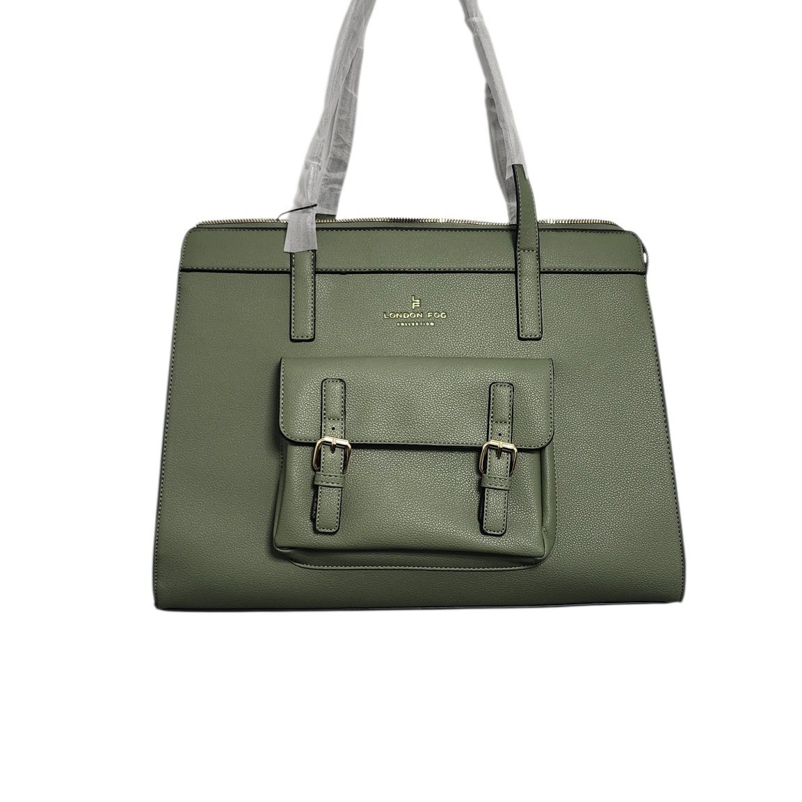 London Fog Sophia Pebble Tote Olive Green Faux Leather Work Bag Lff24901-Oliv-C